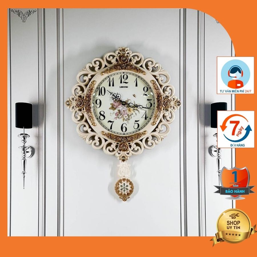 Đồng hồ treo tường TÂN CỔ ĐIỂN quả lắc thiết kế tinh tế sang trọng tiêu chuẩn Châu Âu  DHTT15.