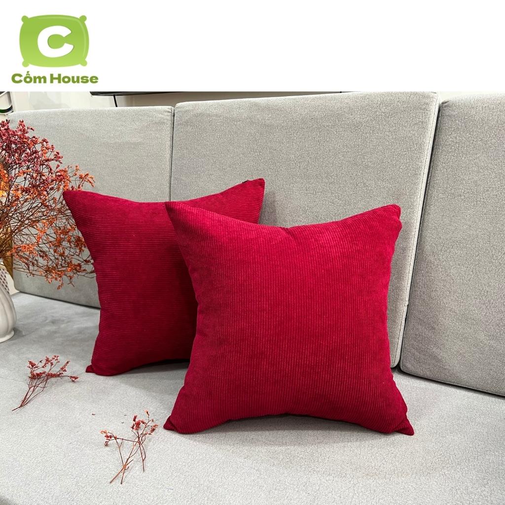 Gối Tựa Lưng Nhung Tăm, Gối Sofa Nhung Trơn Đơn Sắc Sang Trọng, Siêu Bền KT 45x45 Vỏ Tháo Rời
