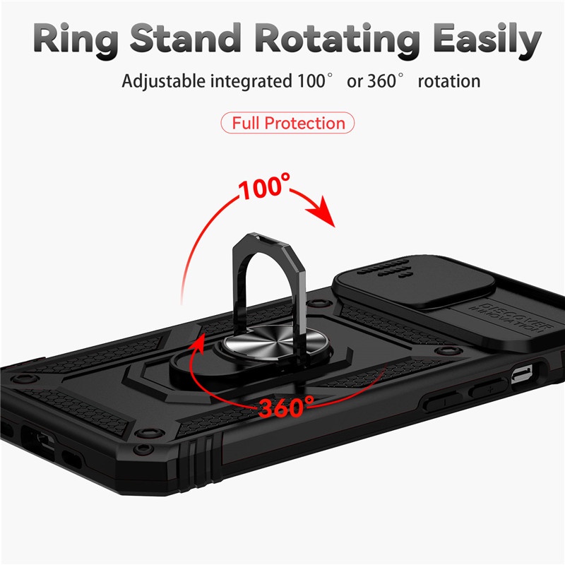 Ốp Điện Thoại PC + TPU Có Vòng Đỡ Bảo Vệ Camera Cho iphone 7 8 Plus X Xs XR 11 12 Mini 13 Pro Max SE 2020