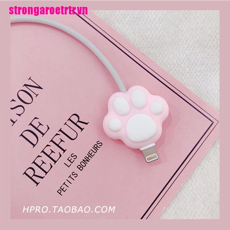 Dụng Cụ Quấn Bảo Vệ Dây Cáp USB / Điện Thoại Hình Chân Mèo Dễ Thương