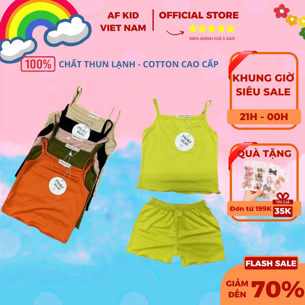 Bộ minky mom 2 dây cho bé gái, quần áo cho bé gái, đồ 2 dây cao cấp cho bé chất thun lạnh mềm mịn cao cấp ATKID