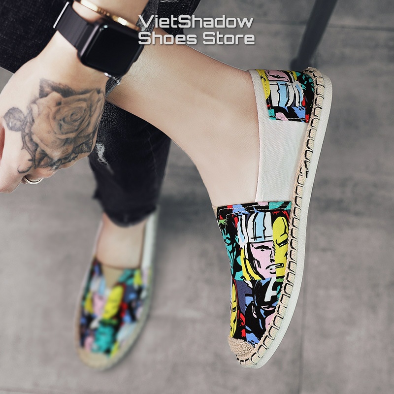 Slip on cói nam - Giày lười vải nam họa tiết - Chất liệu vải bố, đế cao su TPU - Mã SP 2919/2920