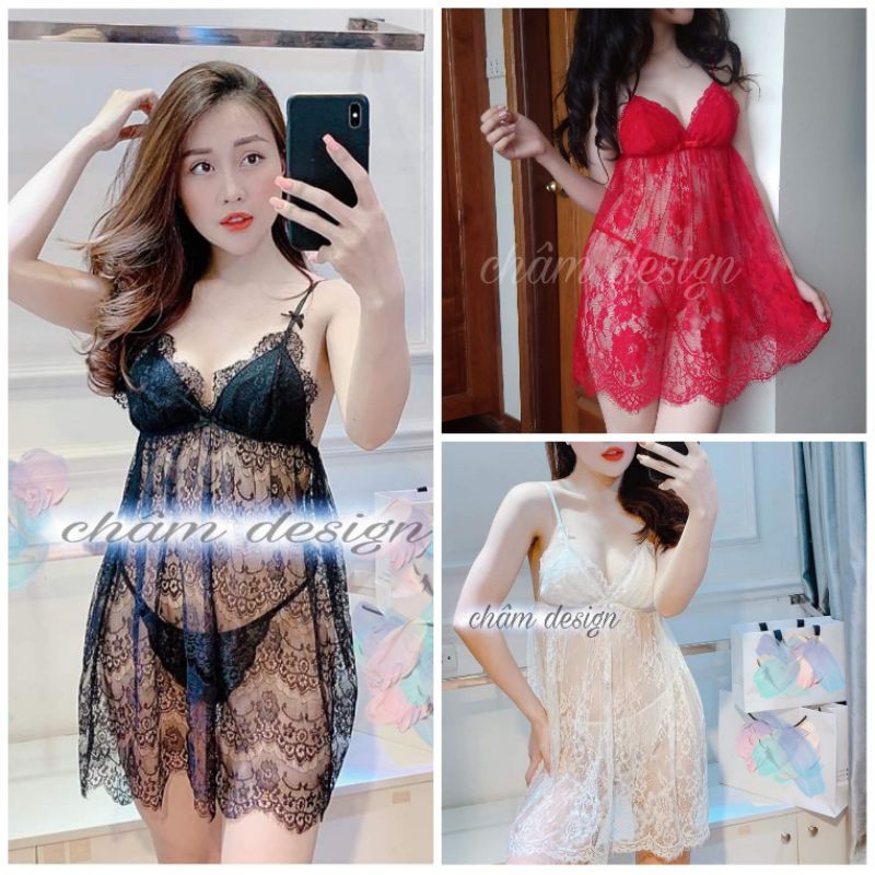 váy ngủ ren sexy với 3 gam màu dễ mặc. Hàng thiết kế độc quyền