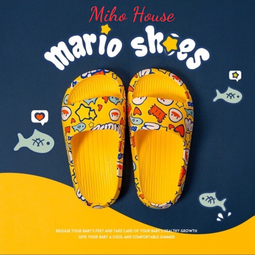 Dép Quai Ngang Nguyên Khối Mario Cực Đẹp Cho Bé - Dép Mario - MIHO HOUSE