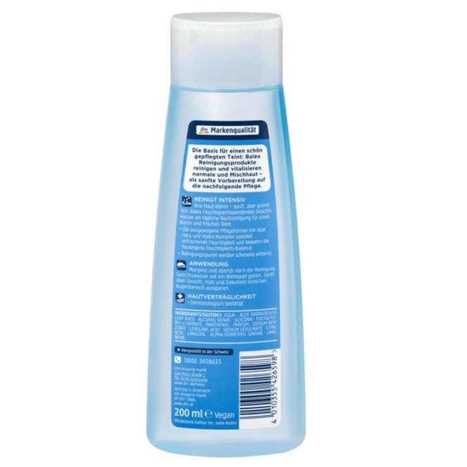 Nước hoa hồng Balea Đức 200ml, toner cân bằng độ ẩm da, hương thơm dễ chịu - Shop Viloet