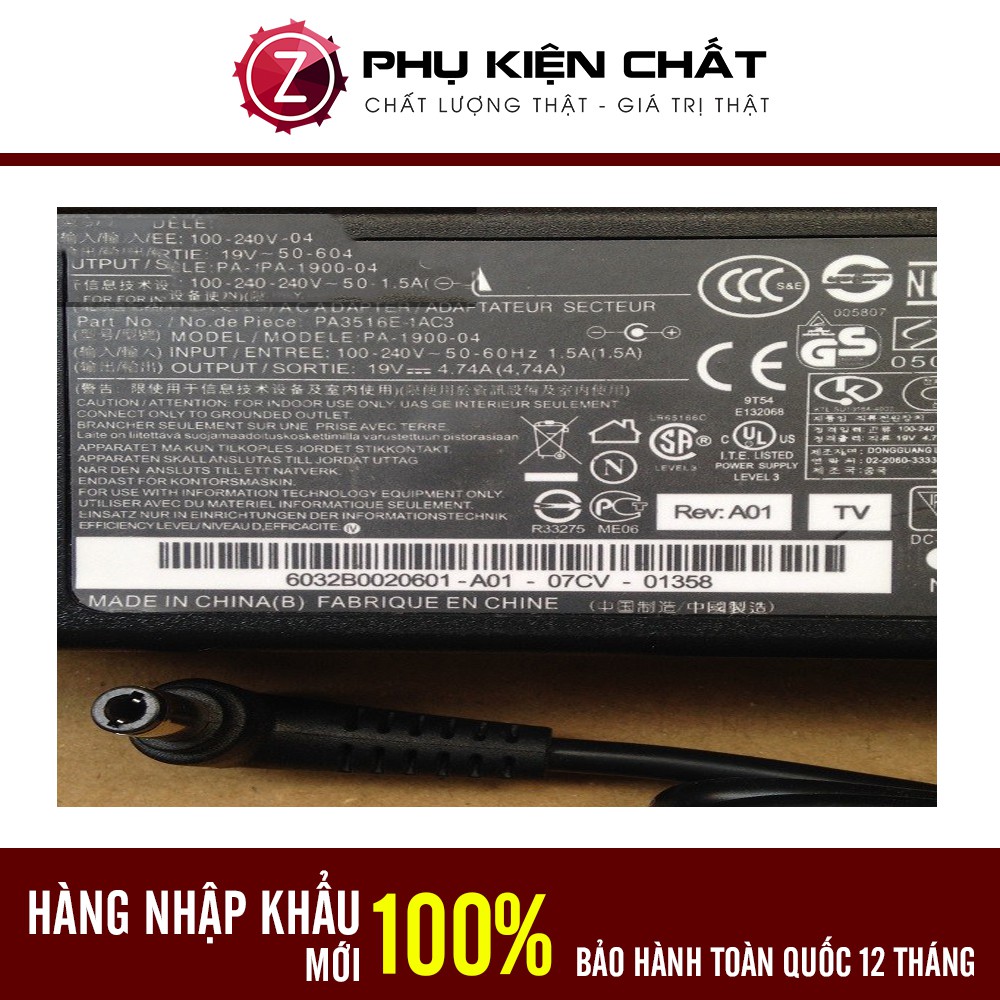 Sạc laptop Toshiba satellite C840, C840D C850 C850D C875 C875D, C845, C845D 4.74a-Bảo hành toàn quốc 12 tháng