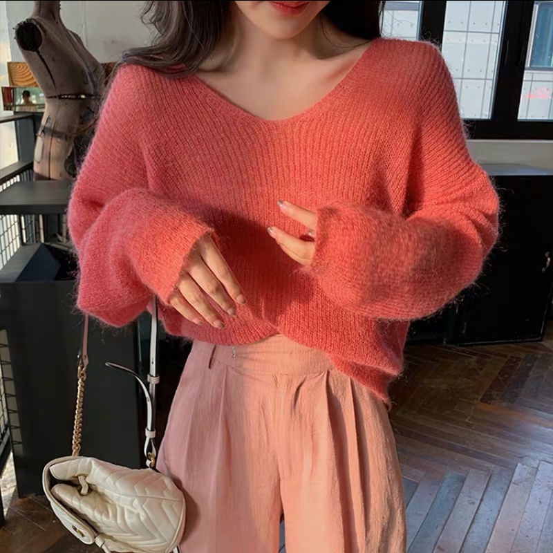 Áo sweater nữ ngoại cỡ dệt kim dáng rộng thanh lịch thời trang retro mới 2023