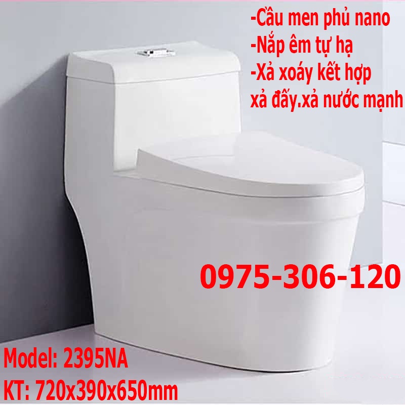 Bồn Cầu Liền khối 1 Khối 2395NA Phương Nam Phát XẢ XOÁY 2 LỚP KẾT HỢP XẢ ĐẨY NƯỚC MẠNH MEN NANO CAO CẤP