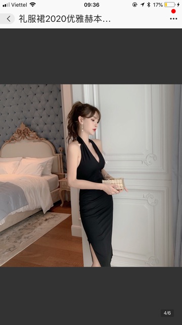 Váy thun cổ choàng xẻ hông