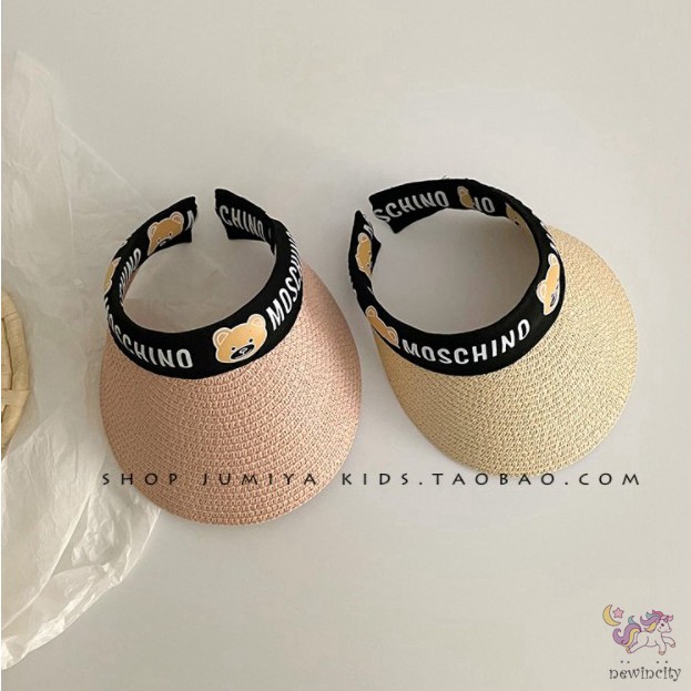 Mũ Cói Chống Tia Uv Hình Gấu Hoạt Hình Dễ Thương Phong Cách Hàn Quốc Cho Bé