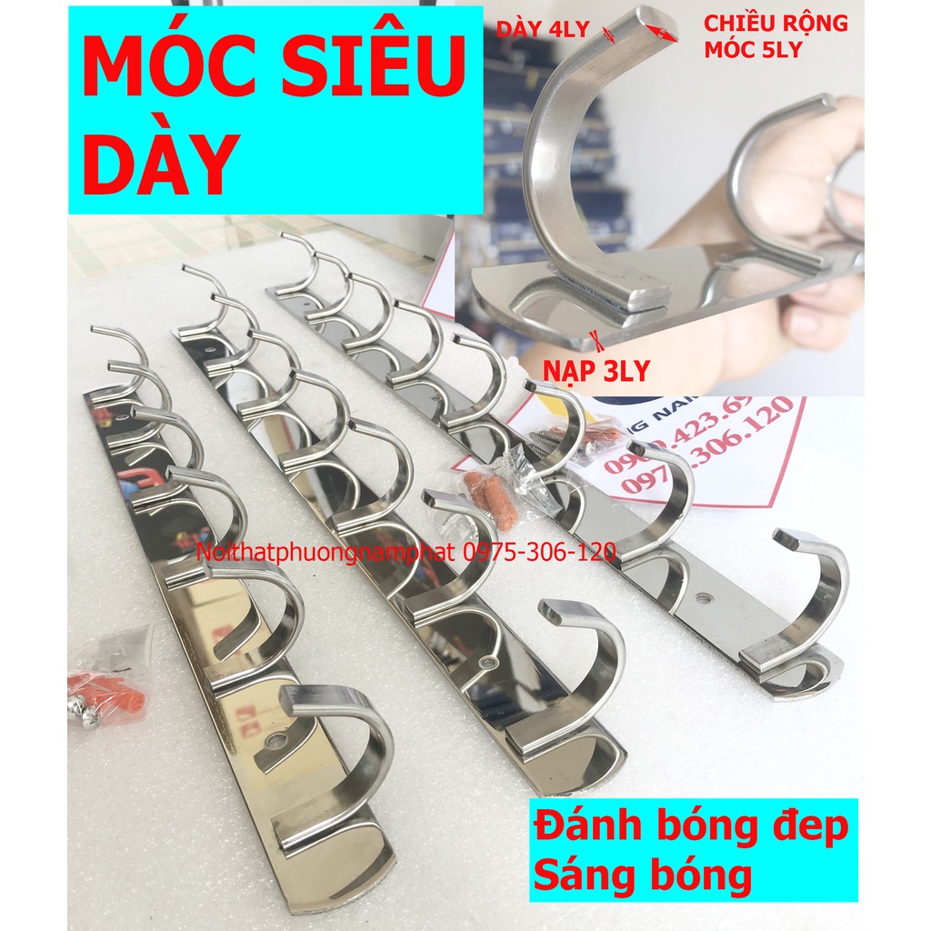 [ĐÁNH BÓNG ĐẸP] Móc Quần Áo Treo Tường trong nhà tắm 100%Inox MA4 Móc Áo Dẹt, hàng đặt xưởng giá tốt, hàng dày cầm nặng