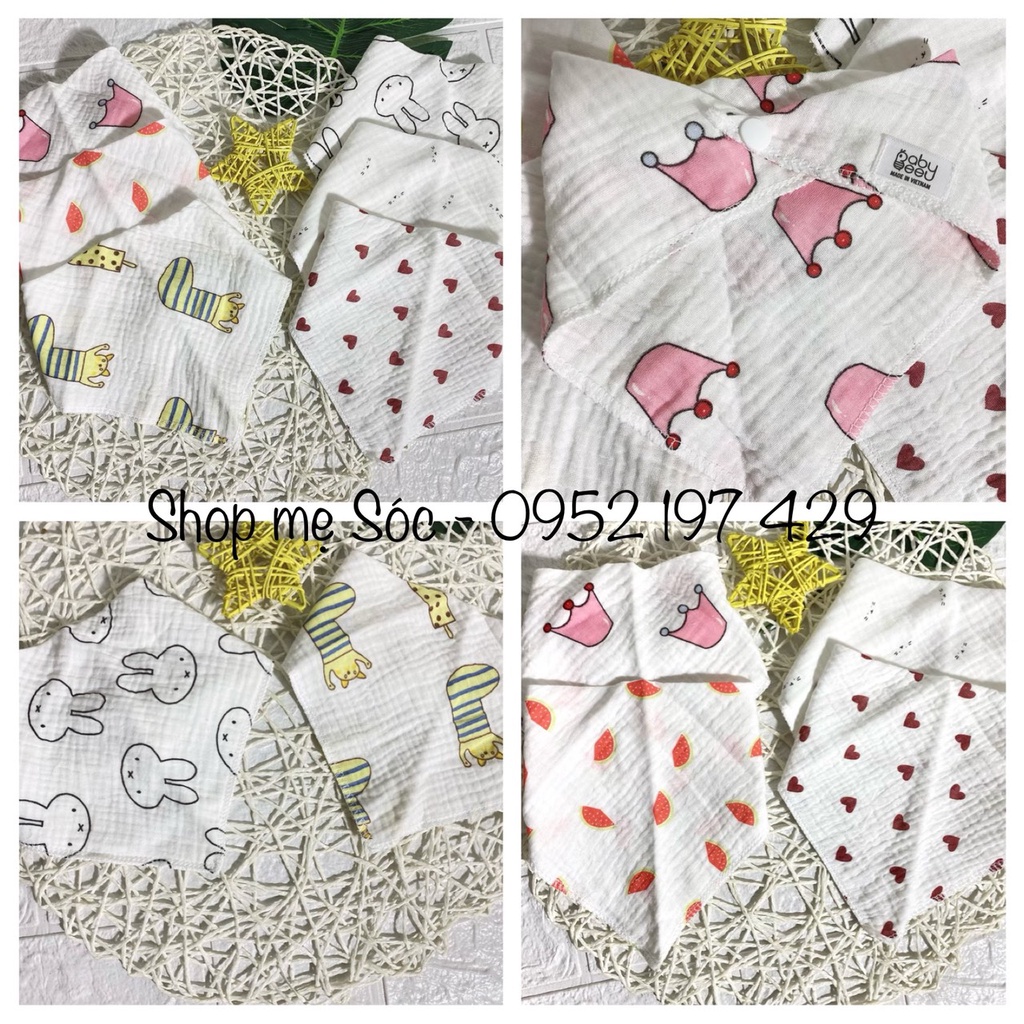Yếm Sợi Tre Nhăn Babybee Có Cúc Bấm Cao Cấp Siêu Thấm Hút