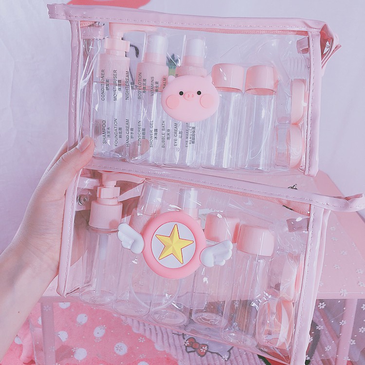 Bộ chiết mỹ phẩm 6 món kèm túi hình heo xinh xắn