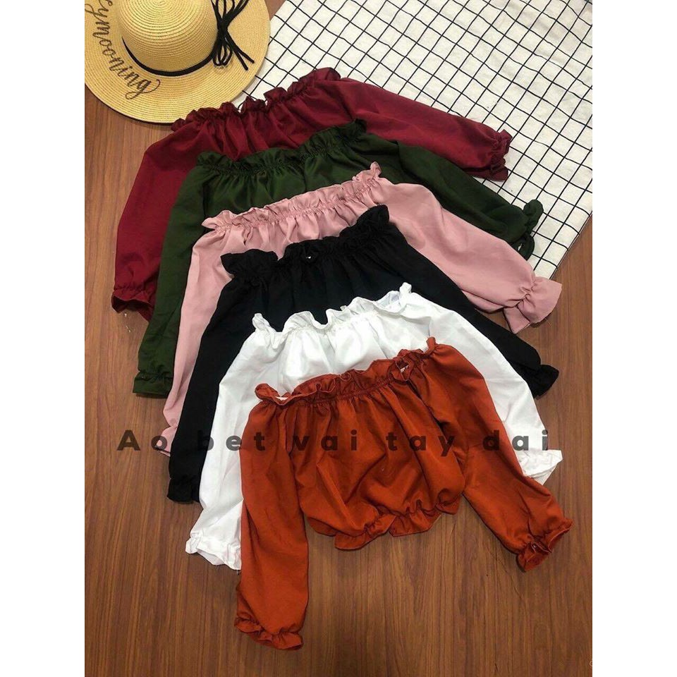 ÁO CROPTOP TRỄ VAI TAY DÀI NHIỀU MÀU