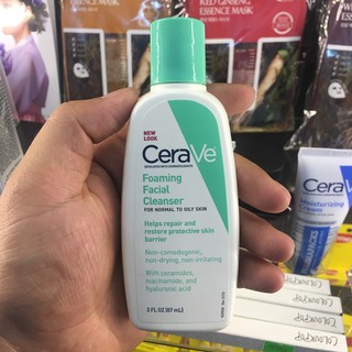 [Made in USA] Sữa Rửa Mặt tạo bọt CeraVe cho da dầu 87ml - CeraVe Foaming Facial Cleanser For Normal To Oily Skin
