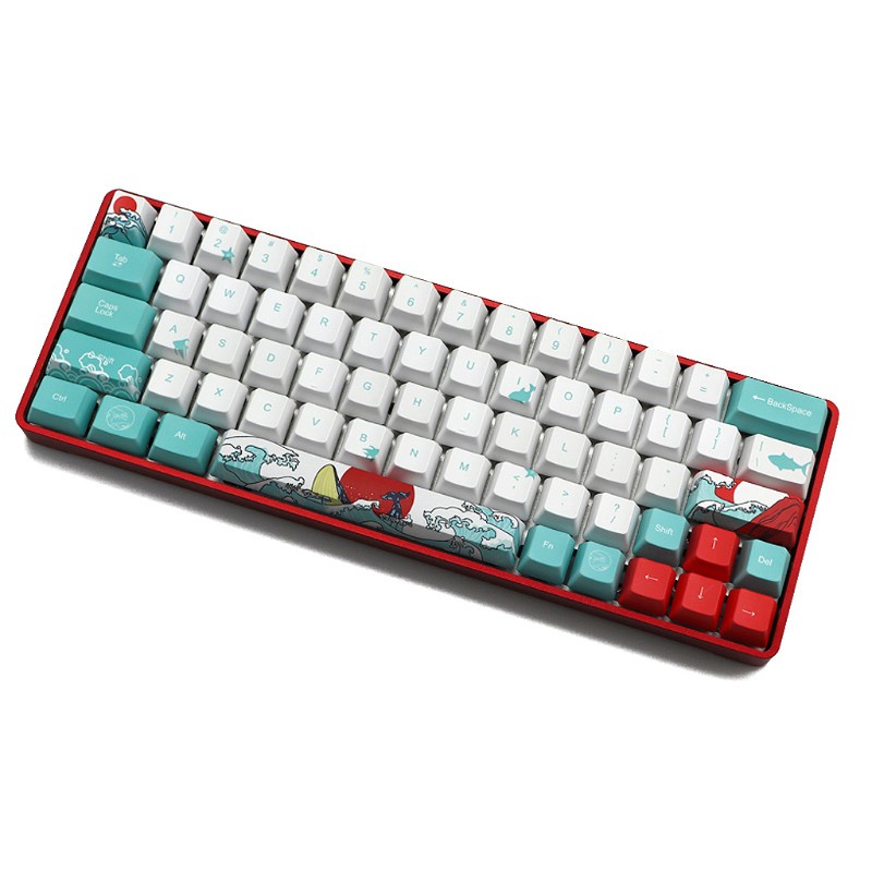 Set 71 keycap bàn phím cơ OEM Sea Coral Ukiyo-e nhuộm thăng hoa cho GH60 XD64 DZ60 GK61 GK64