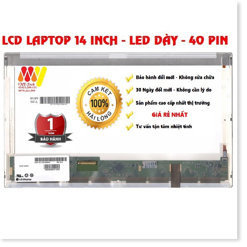 (⭐) Màn Hình Laptop 14 Inch LED Dày 40 Pin ThayThế Cho Dell HP Lenovo Toshiba LG Asus