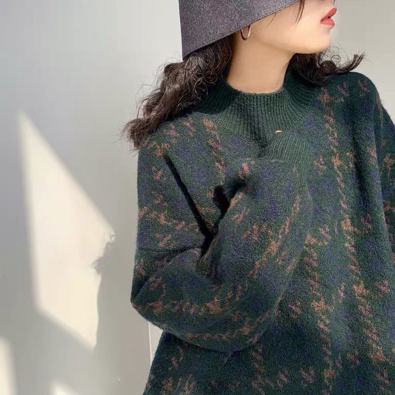 Áo len cổ tròn hoạ tiết ziczac 2 màu vintage, Áo len đỏ giáng sinh, noel - Xưởng May Hạnh Hồng | BigBuy360 - bigbuy360.vn