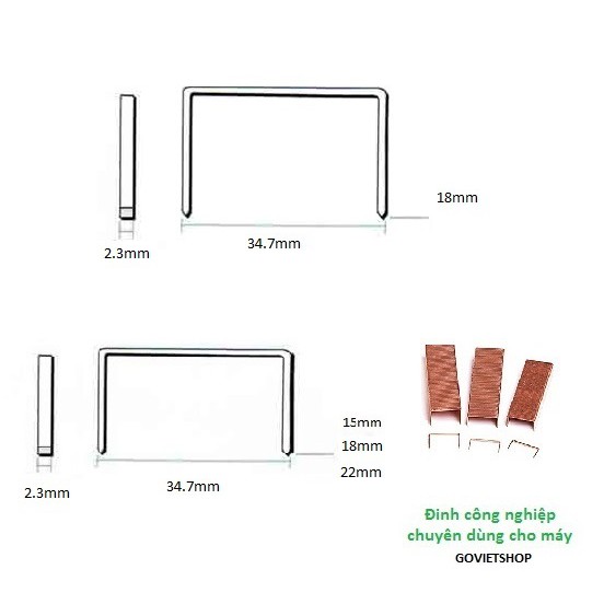 Đinh 3518 có 1800 cây kim ghim bấm bao bì hộp thùng giấy - Loại hộp trắng