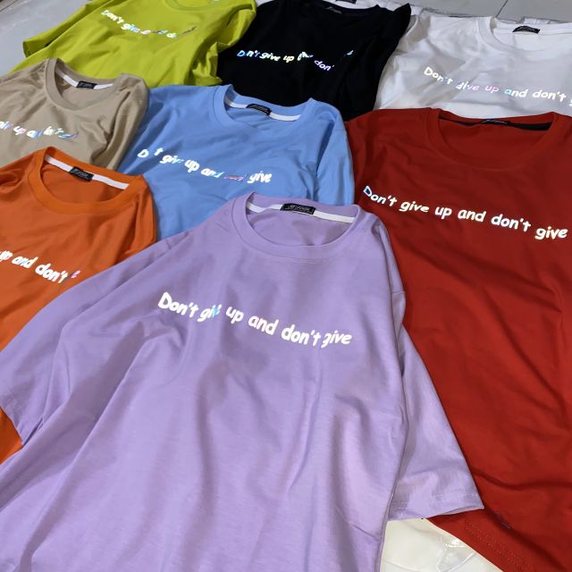 [ Hình thật % ] Áo Thun Phản Quang tay lỡ Unisex Don't give up
