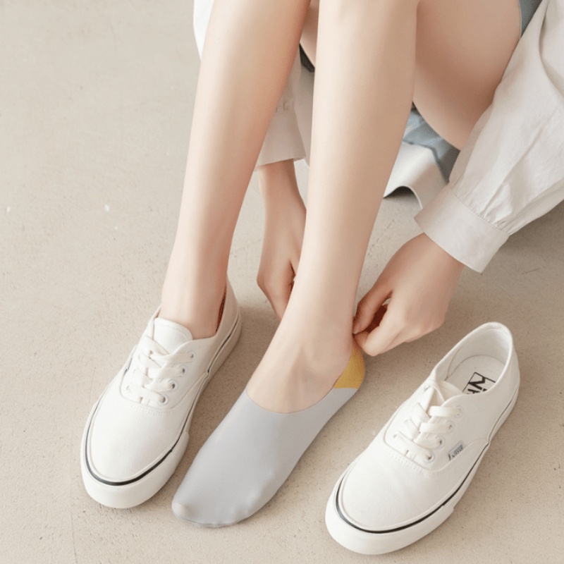 Vớ Thuyền cotton Thấm Hút Mồ Hôi Thoáng Khí Màu Sắc Tương Phản Dành Cho Nữ