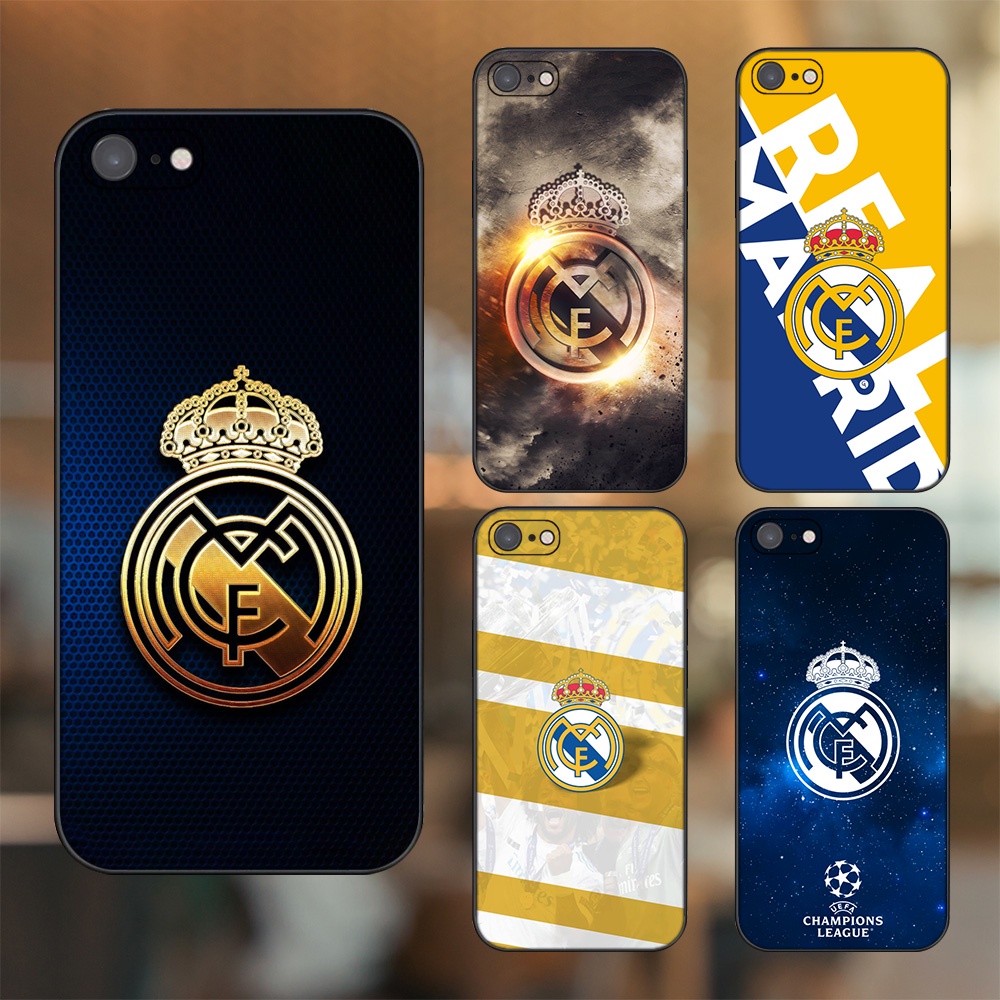 Ốp lưng iPhone 7, 8 dẻo đen cạnh vuông in hình Real Madrid