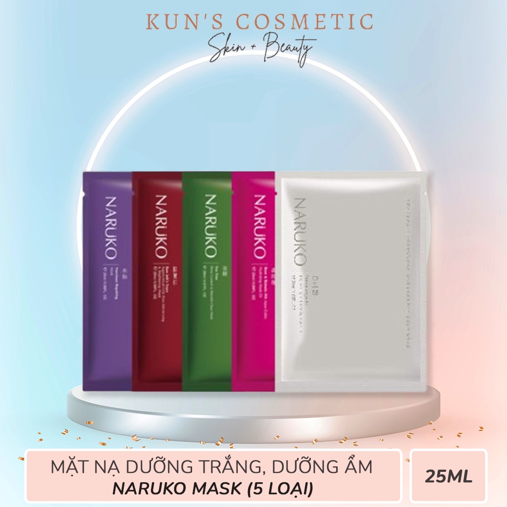 Mặt nạ dưỡng trắng, dưỡng ẩm, chống lão hóa, giảm mụn chiết xuất tràm trà ý dĩ Naruko Mask 25ml 1 miếng