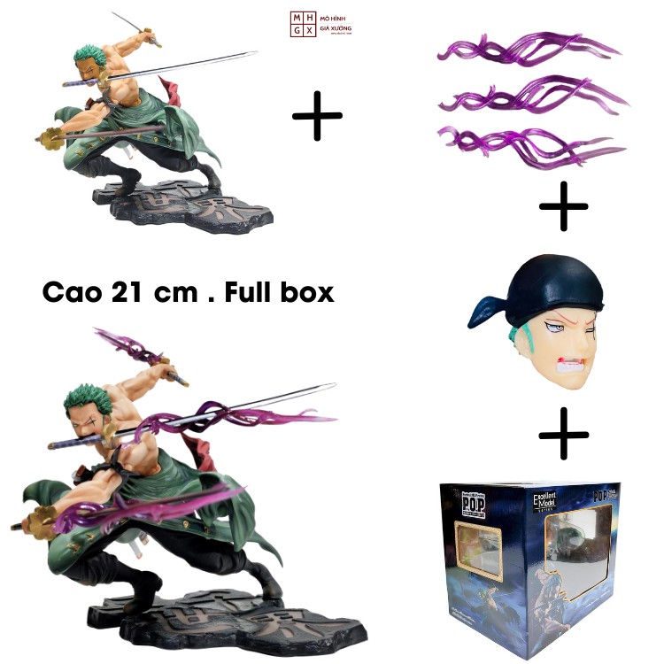 Mô hình One Piece Zoro 3000 thế giới có 2 đầu 3 vòng hắc kiếm  cao 21cm nặng 800gram bản cao cấp , figure mô hình anmie