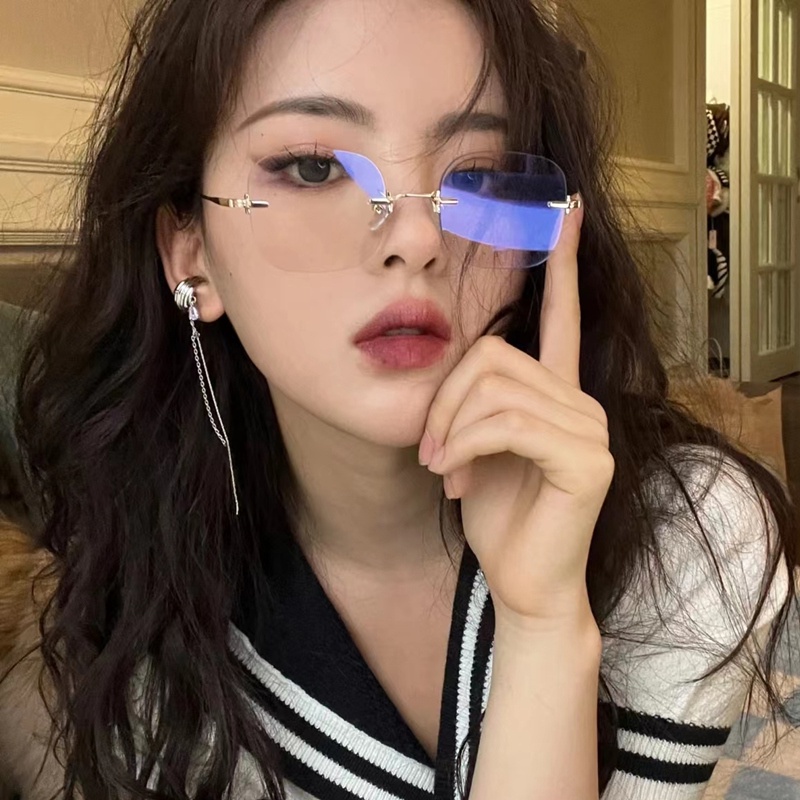 Mắt Kính Gọng Kim Loại Chống Bức Xạ Phong Cách Retro Hàn Quốc Cho Nam Nữ