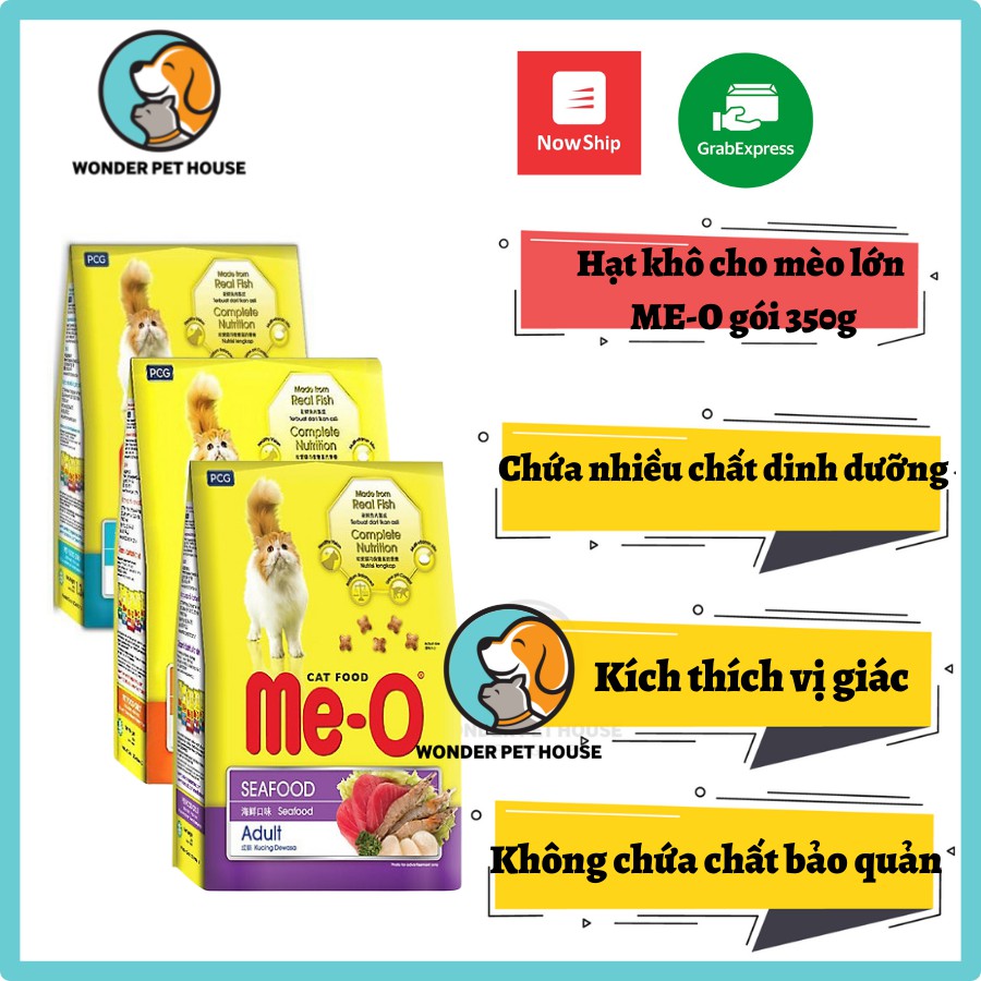 Hạt khô Mèo Me-o Meo vị cá ngừ hải sản cá thu đồ ăn mèo trưởng thành 350g