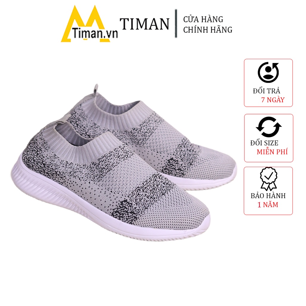 Giày thể thao nữ chất liệu vải sneaker độn đế đẹp màu trắng siêu nhẹ cho trung niên bảo hành 1 năm HT08 TIMAN