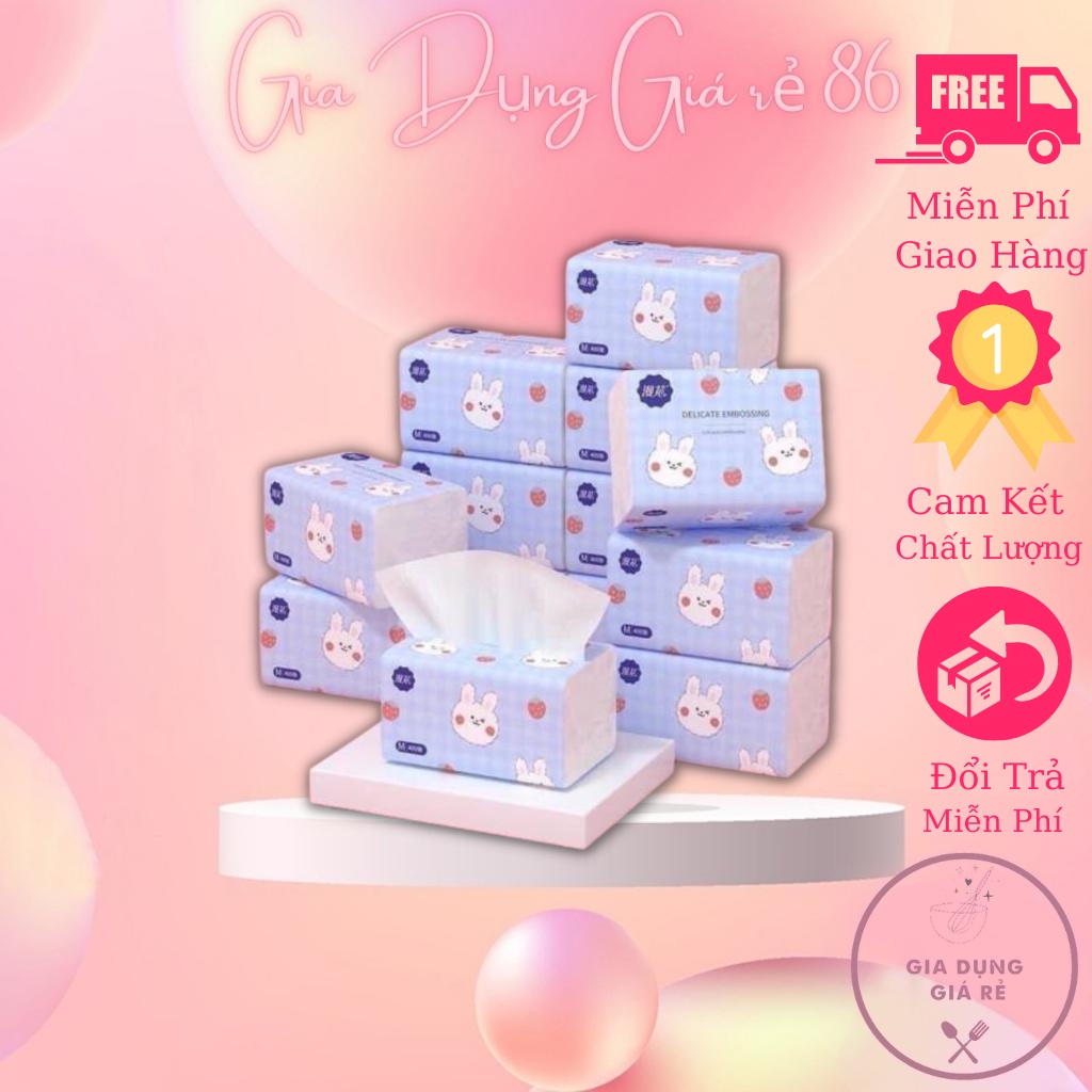 Giấy ăn  Khuyên Dùng  Giấy ăn con thỏ trắng dễ thương cực xinh 4 lớp siêu dai mềm mịn thùng 40 gói