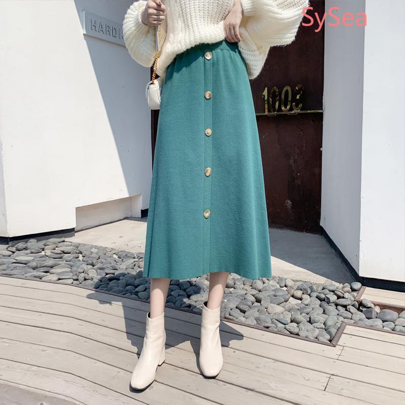 Chân Váy Len Dày Lưng Cao Thời Trang Mùa Đông Dành Cho Nữ