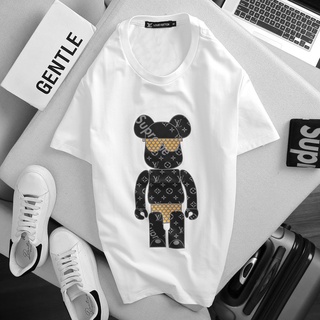 Áo in hình BEAR BRICK x LV Áo phông, cộc tay, không cổ, Unisex, Nam Nữ, T Shirt