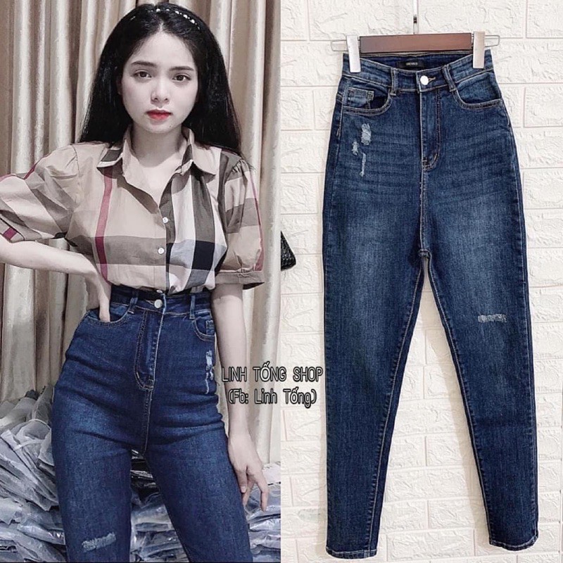 (Bigsize 32-36) Quần Dài Jeans BigSize, Quần Bò Cạp Cao Đủ Màu, Lưng Siêu Cao, Co Giãn Mạnh Dài Chuẩn