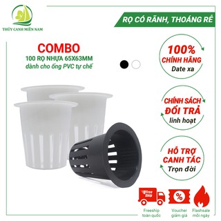 Bộ 100 rọ nhựa 65x63mm trồng rau thủy canh cho ống PVC 90