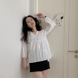 Áo baby doll cổ dây nơ TKA198 1994closet