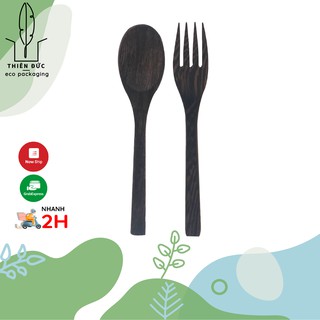 Muỗng nĩa/ thìa gỗ/ nĩa gỗ mun tự nhiên, hàng thủ công, giá tại xưởng
