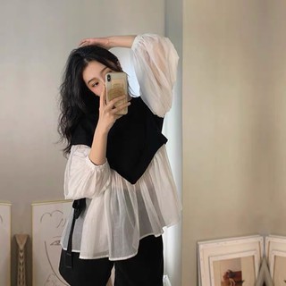 borabora store có sẵn - áo babydoll đen phối bèo cột dây