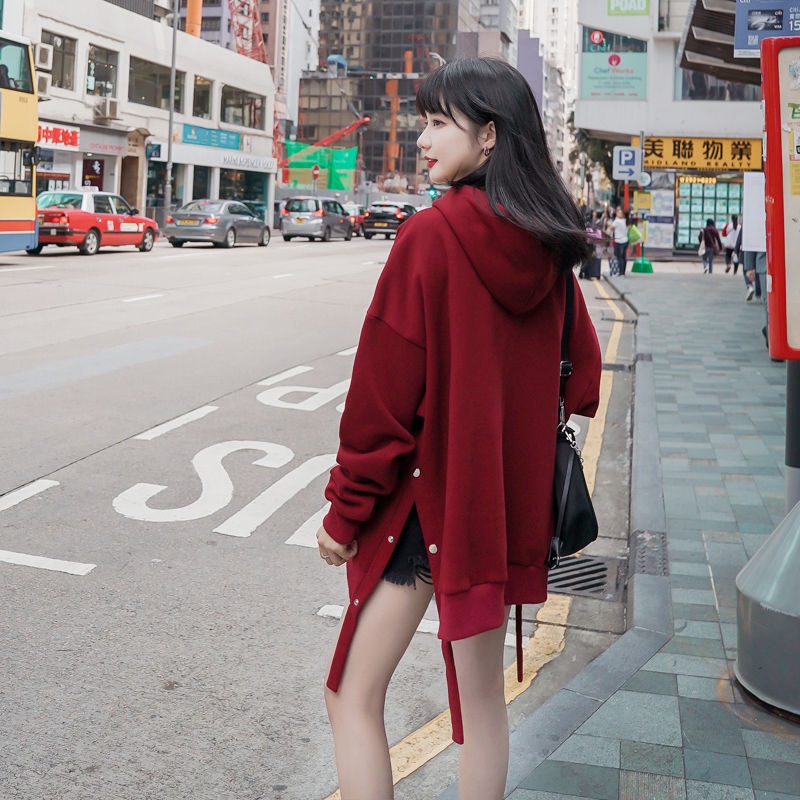 Áo hoodie dáng rộng đơn giản thời trang dành cho nữ