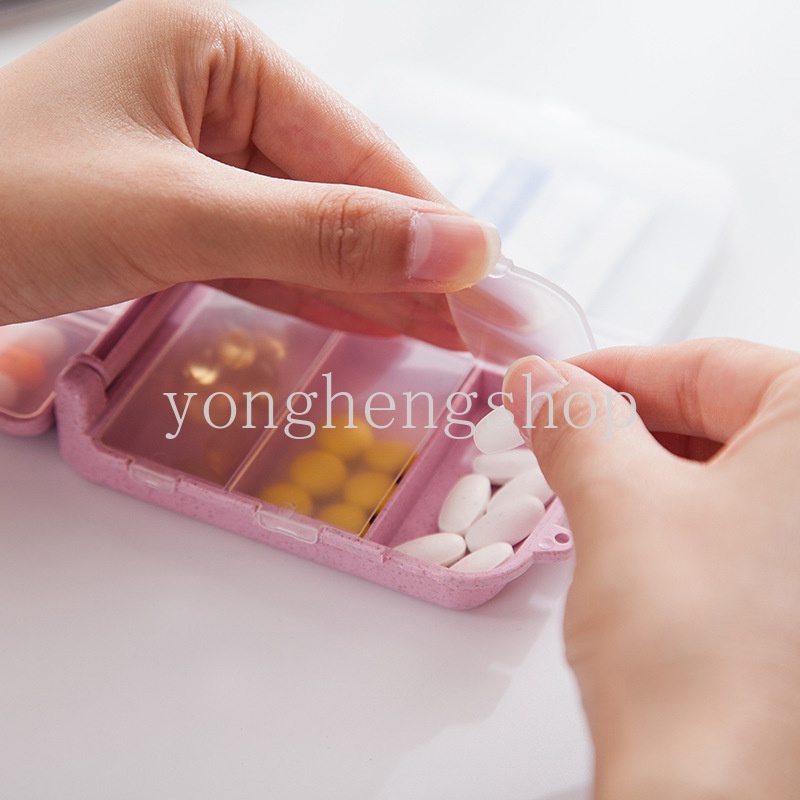 Hộp Đựng Thuốc Ba Tầng Bằng Rơm Lúa Mì Mang Đi Du Lịch Tiện Dụng