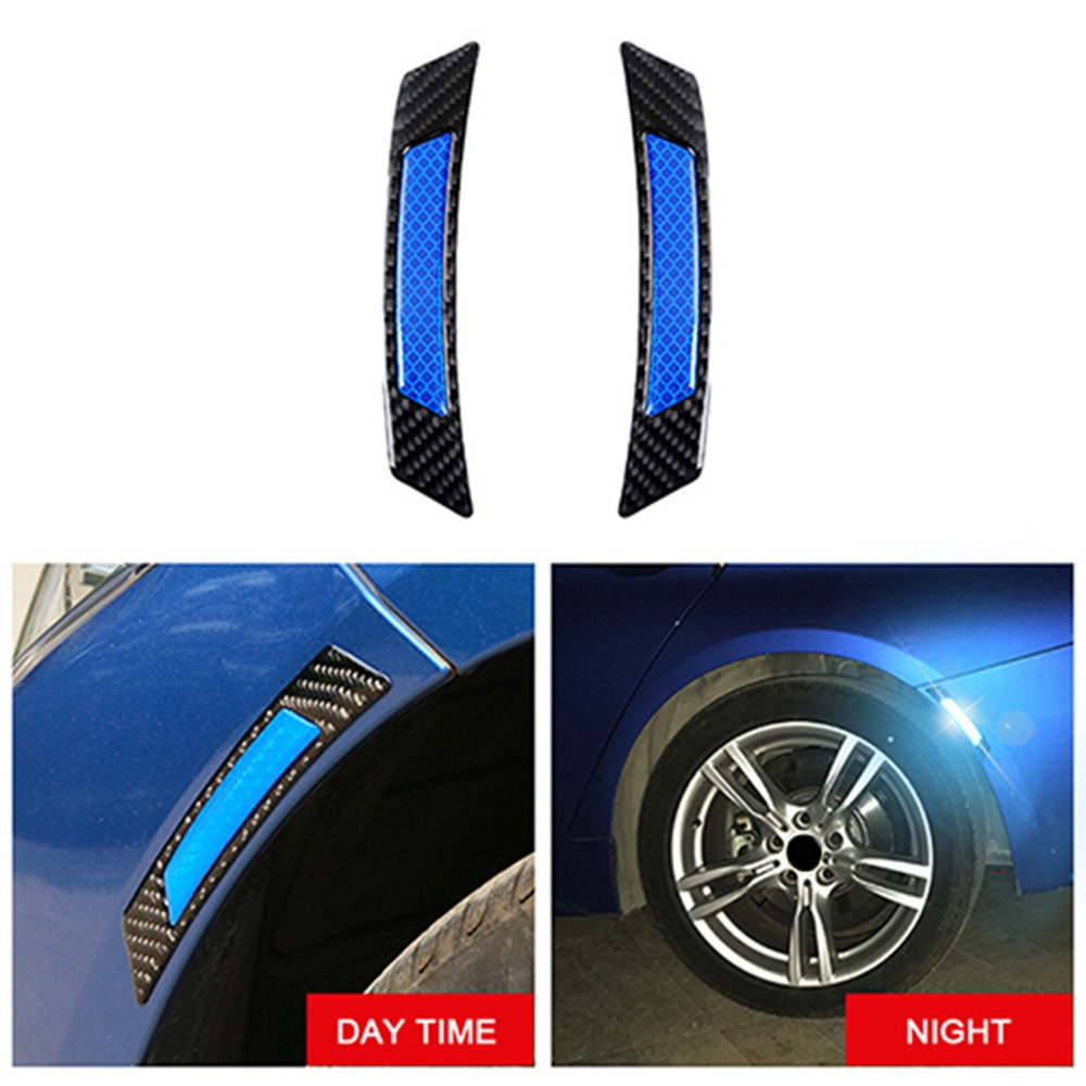 Bộ 2 Miếng Dán Phản Quang Bằng Sợi Carbon Cao Cấp Bảo Vệ Viền Bánh Xe Hơi Chống Va Chạm