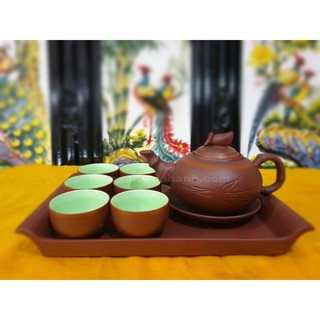 [SIÊU RẺ] BỘ ẤM CHÉN BÁT TRÀNG TRÚC ĐÀO KÈM KHAY SỨ CHỮ NHẬT, GIỮ NHIỆT TỐT. HÀNG CHUẨN BÁT TRÀNG, GIÁ TẠI XƯỞNG
