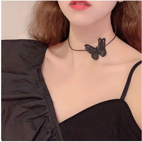💥 Vòng Cổ Choker Ren Hình Bươm B.ướm Đeo Cổ Dây Mảnh Quyến Rũ Màu Trắng / Đen Thời Trang Cho Nữ 💥000619