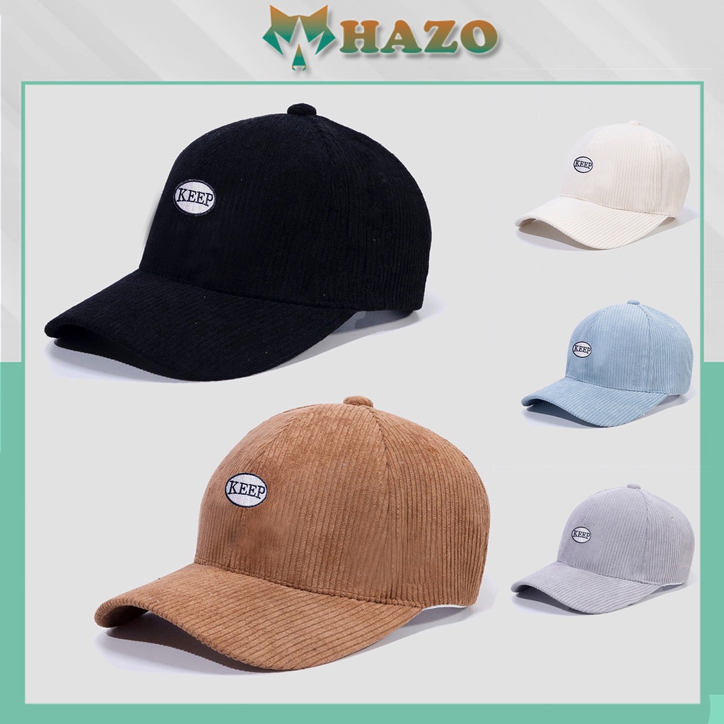 Mũ Lưỡi Trai Nón Kết Nhung Cao Cấp Thêu Chữ Keep Fashion 408 Phong Cách Ulzzang Form Unisex Nam Nữ - Hazo