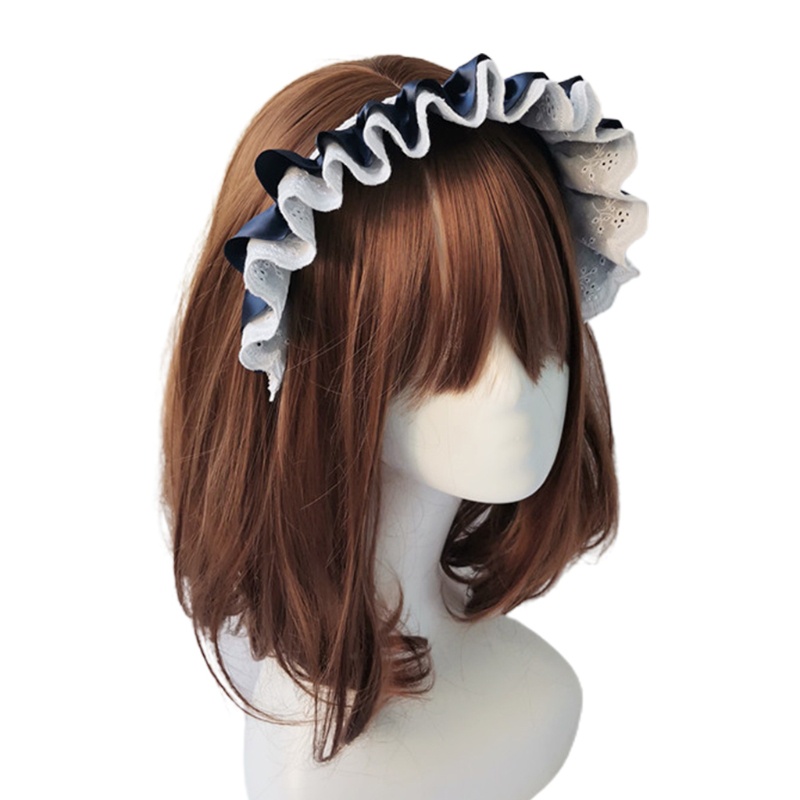 Băng Đô Vải Satin Phối Ren Bèo Nhún Hóa Trang Cô Hầu Gái Phong Cách Gothic Lolita