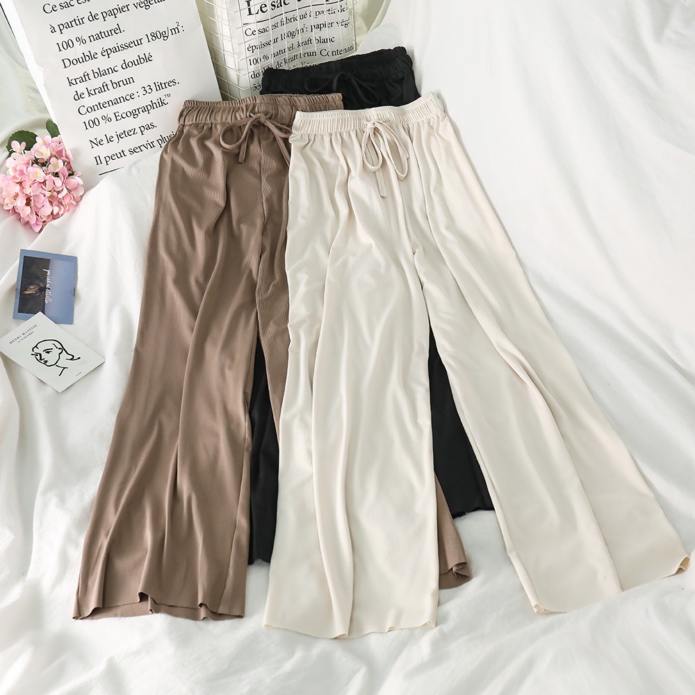 quần ống rộng Lưng Thun Thời Trang Retro Cho Nữ