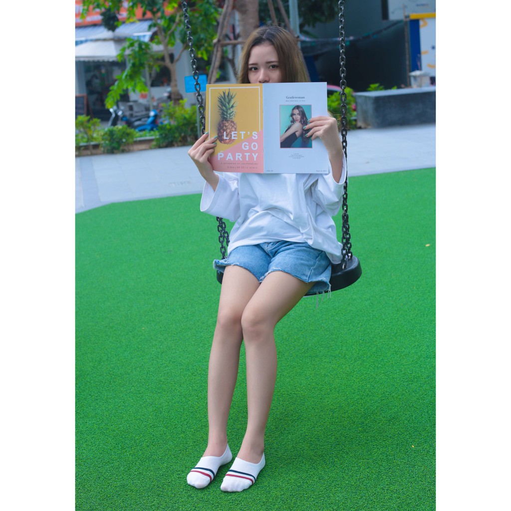 Tất vớ nữ cổ thấp kẻ sọc Kikiya cao cấp Hàn Quốc W-N-002 (Chính Hãng)