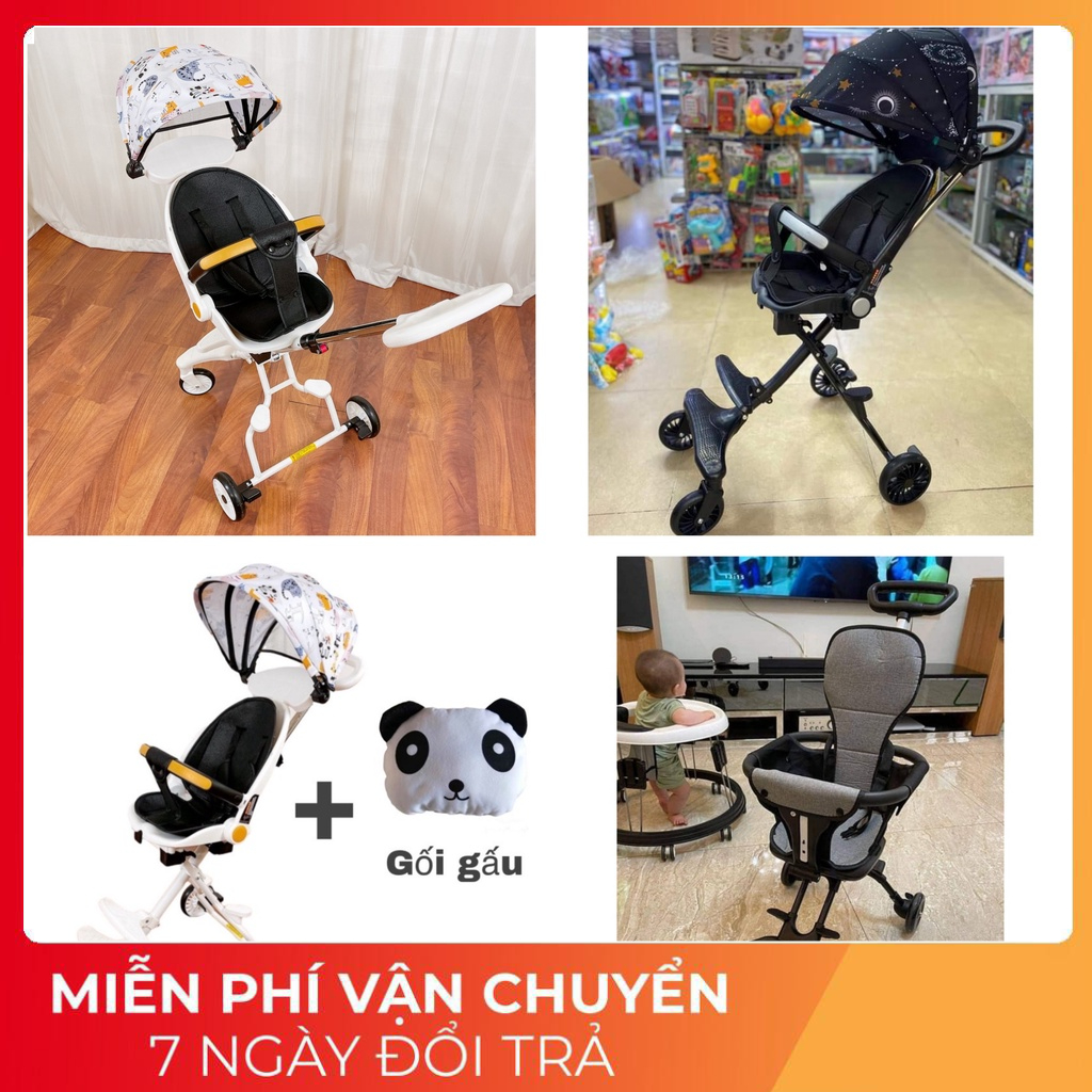 Xe đẩy cho bé, - NGẢ SÂU 360- Xe đẩy gấp gọn em bé đi du lịch, đi chơi siêu gọn nhẹ an toàn 4 bánh 2 chiềuVC