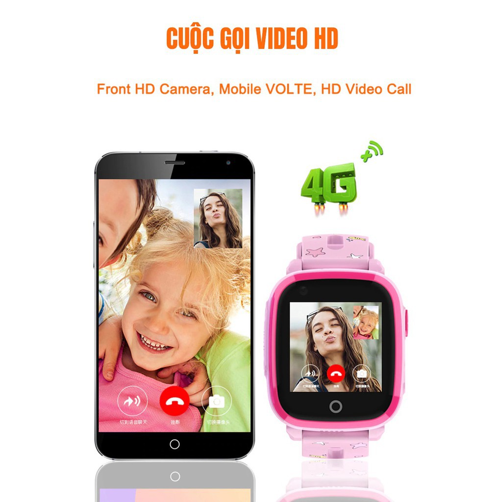 Đồng hồ định vị Trẻ em GPS WiFi 4G DF33 Có chế độ Gọi Video tốc độ cao, Chống nước tuyệt đối IP67